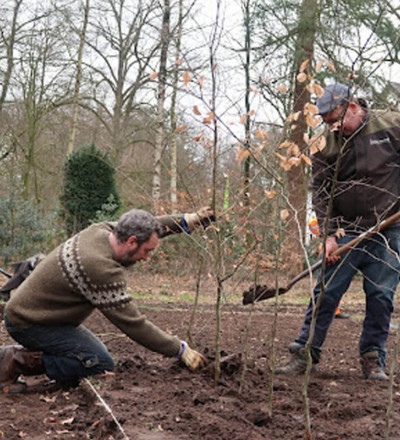 mannen aan het werk op het landgoed